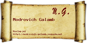 Modrovich Galamb névjegykártya